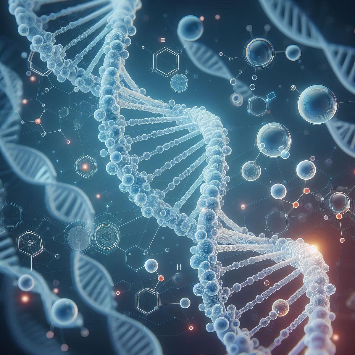 DNA-Strang mit Molekülen
