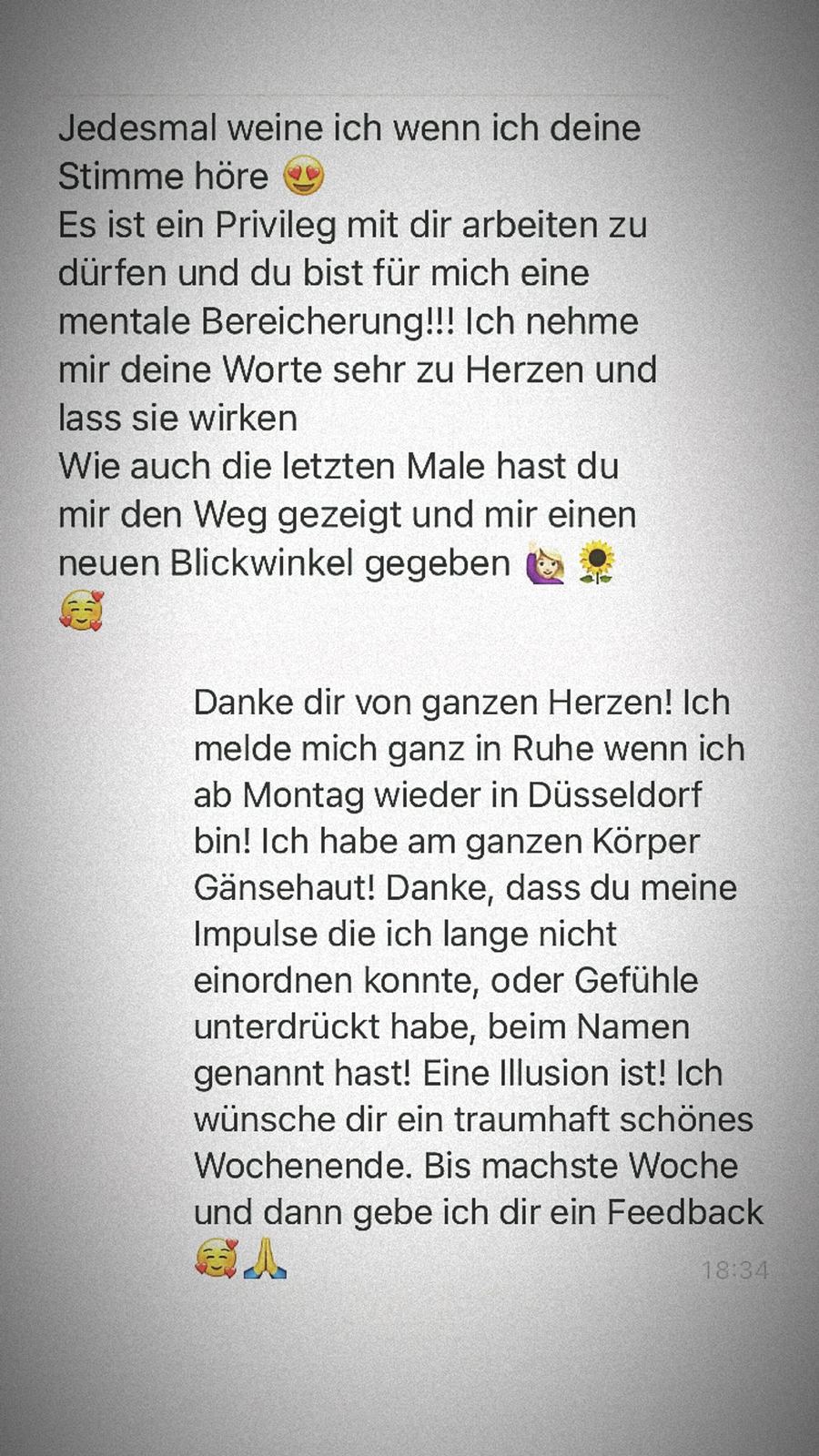 Rückmeldung von Rückmeldung nach einem Telefonat